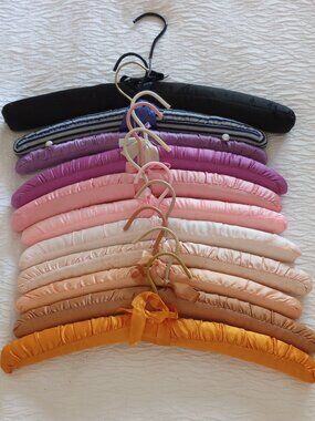 Vintage Padded Satin Clothes Hangers Lot of 11 Multicolor
